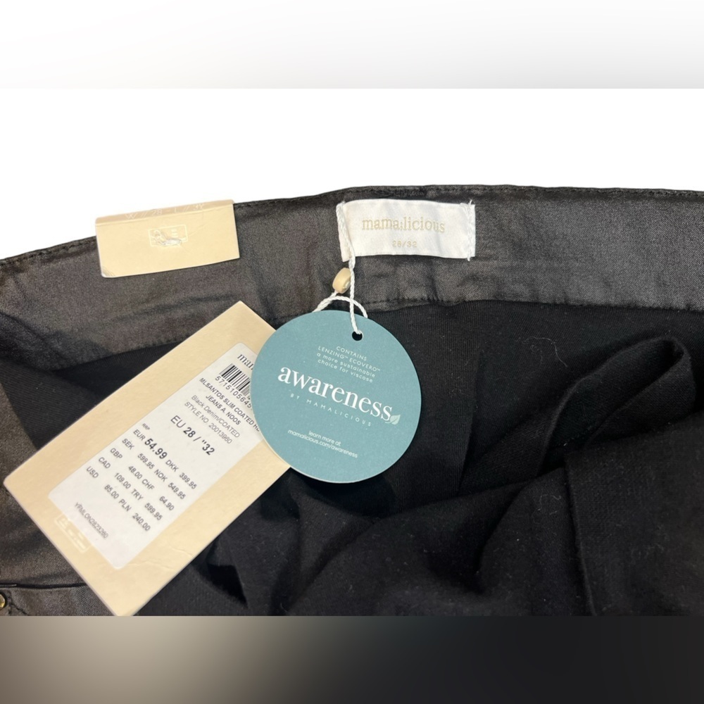 Mama Licious MATERNITY COATED SKINNY JEANS IN BLACK - Picture 6 of 14